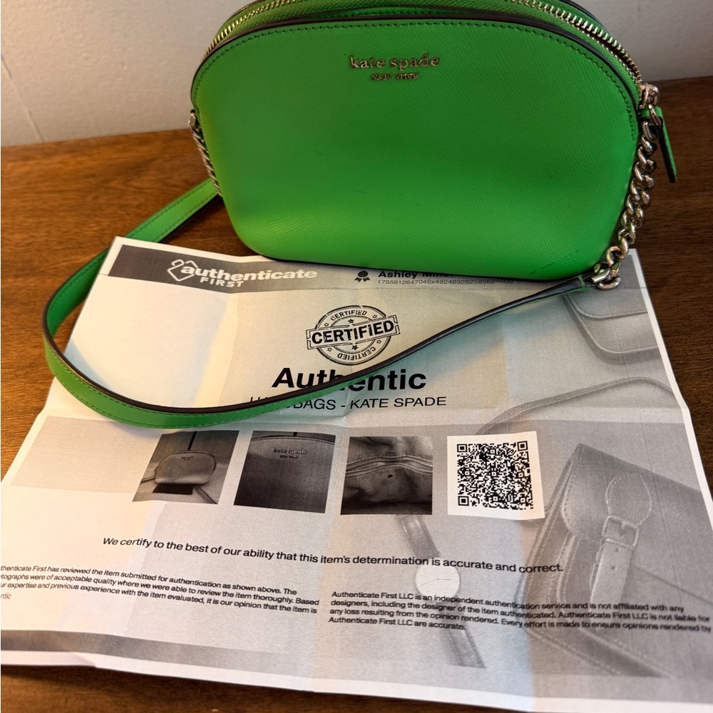 Authenticated Kate Spade New York Bright Green Dome Crossbody Bag - Picture 7 of 10
